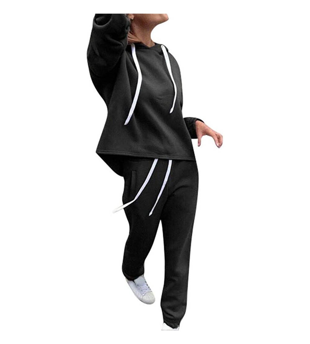 Sets Tracksuit Sweatshirt Pants Sets Women 2Pcs Sports Long Sleeve Casual Suit - Black 04 - CU1982A7G60 $18.49