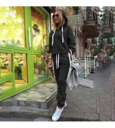 Sets Tracksuit Sweatshirt Pants Sets Women 2Pcs Sports Long Sleeve Casual Suit - Black 04 - CU1982A7G60 $18.49