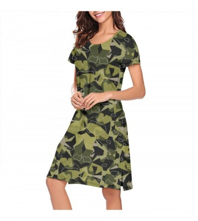 Nightgowns & Sleepshirts Women's Camouflage Army Short Sleeve Nightgown Soft Sleeping Shirts Loungewear Nightshirts - Camoufl...