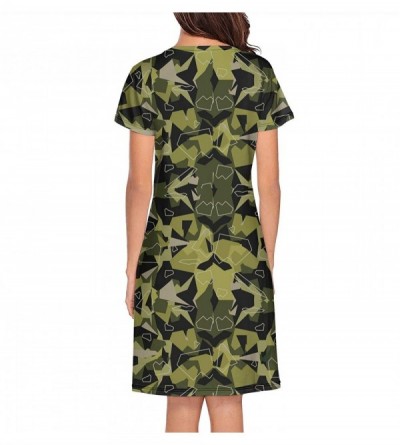 Nightgowns & Sleepshirts Women's Camouflage Army Short Sleeve Nightgown Soft Sleeping Shirts Loungewear Nightshirts - Camoufl...