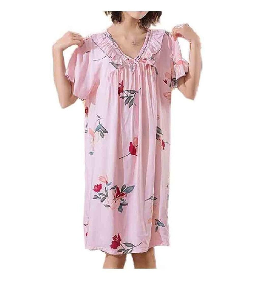 Nightgowns & Sleepshirts Womens Plus-Size Daily Short Sleeve Loose Casual Leisure Sleepwear - As3 - CV1900MME46 $19.28