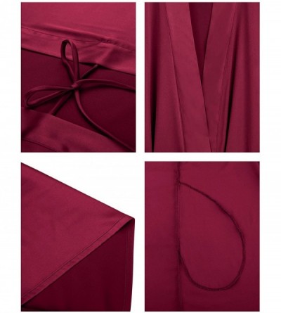 Robes Personalized Bridal Party Robes for Bridesmaid Bride Short Satin Bathrobe - Burgundy(bridesmaid) - CL18Q0ENXW0 $27.06