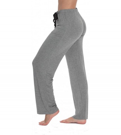 Bottoms Ultra Soft Solid Stretch Jersey Pajama Pants for Women - Grey With Black - C418UO2DDEO $16.23