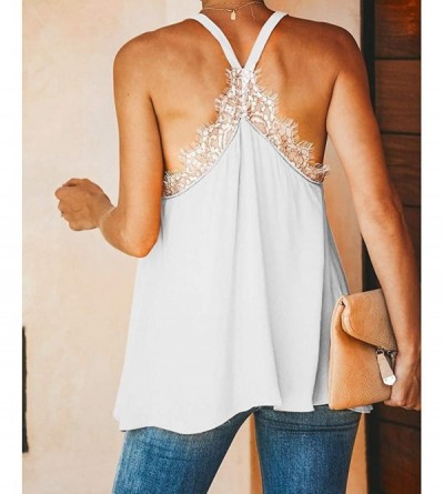 Thermal Underwear Summer Tank Tops Women Casual Bandages Sleeveless Vest Blouse Crochet Lace Camisole - White - CW194ASTAOX $...