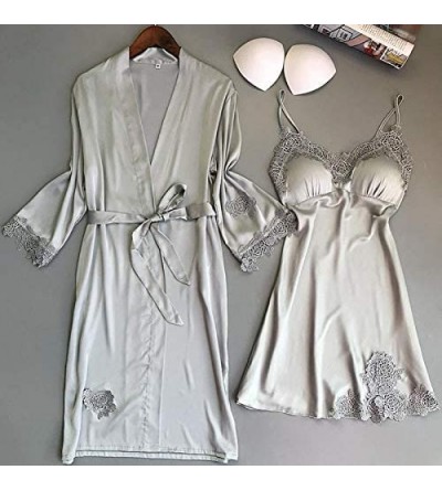 Robes Female Sleepwear Rayon Robe Set Summer Kimono Bathrobe Elegant Style Wedding Parties- Birthday- Summer Sleepwear Satin ...