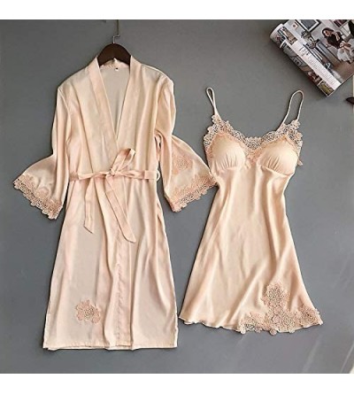 Robes Female Sleepwear Rayon Robe Set Summer Kimono Bathrobe Elegant Style Wedding Parties- Birthday- Summer Sleepwear Satin ...