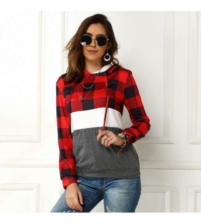 Tops Spring Hooded Sweatshirt Women Fashion T-Shirts Casual Long Sleeve Tee Shirts - Red - C6195H4WYK3 $18.79