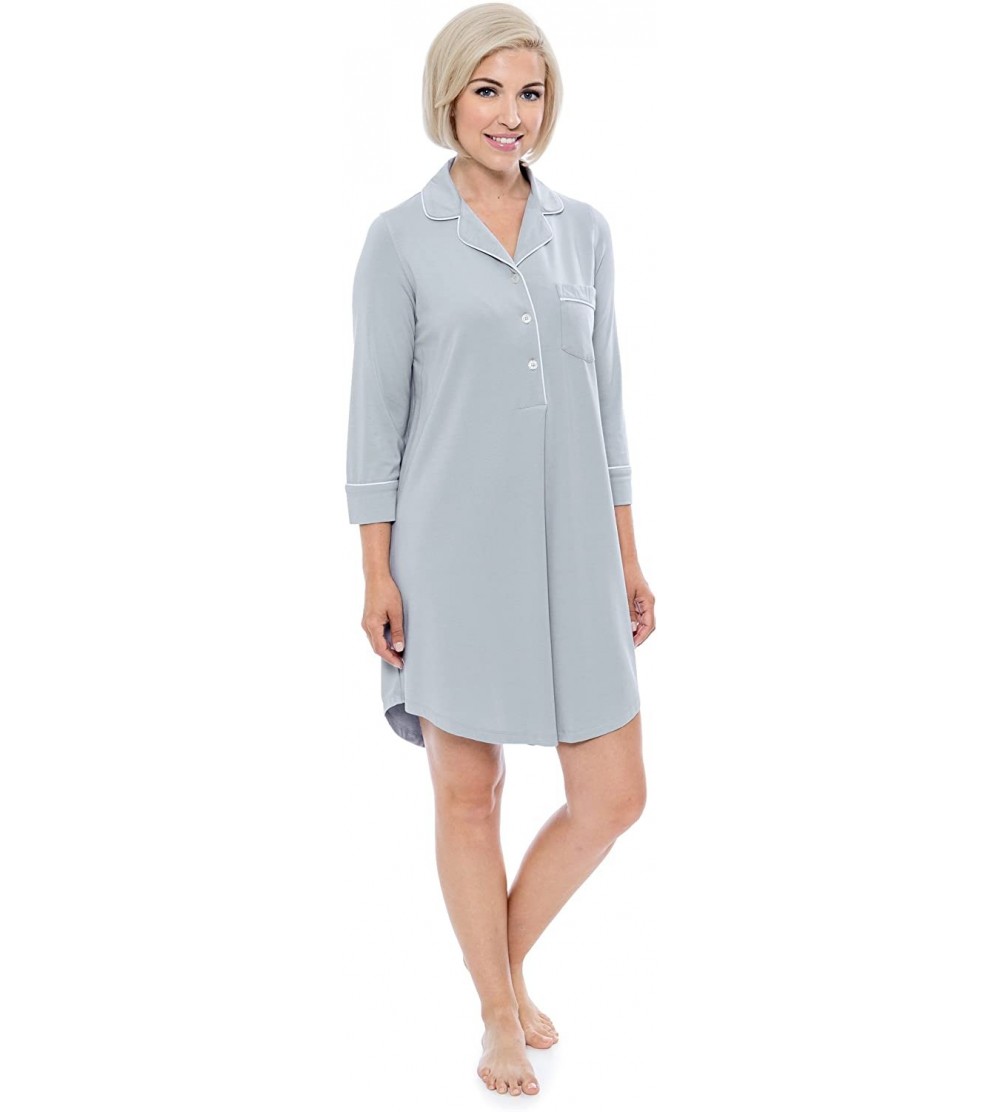 Nightgowns & Sleepshirts Women's Nightshirt in Bamboo Viscose (Zenrest) Stylish Sleep Shirt - Pearl Grey - C711FGFVOIN $13.09