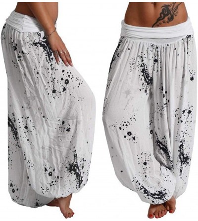 Bottoms Women's Comfy Casual Pant 2019 New Printed Loose Wide Leg Yoga Pants - White - CC18SXTLDLU $15.97