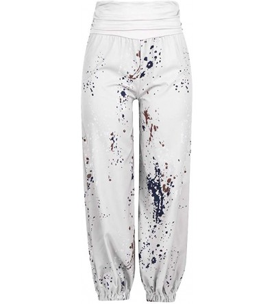 Bottoms Women's Comfy Casual Pant 2019 New Printed Loose Wide Leg Yoga Pants - White - CC18SXTLDLU $15.97