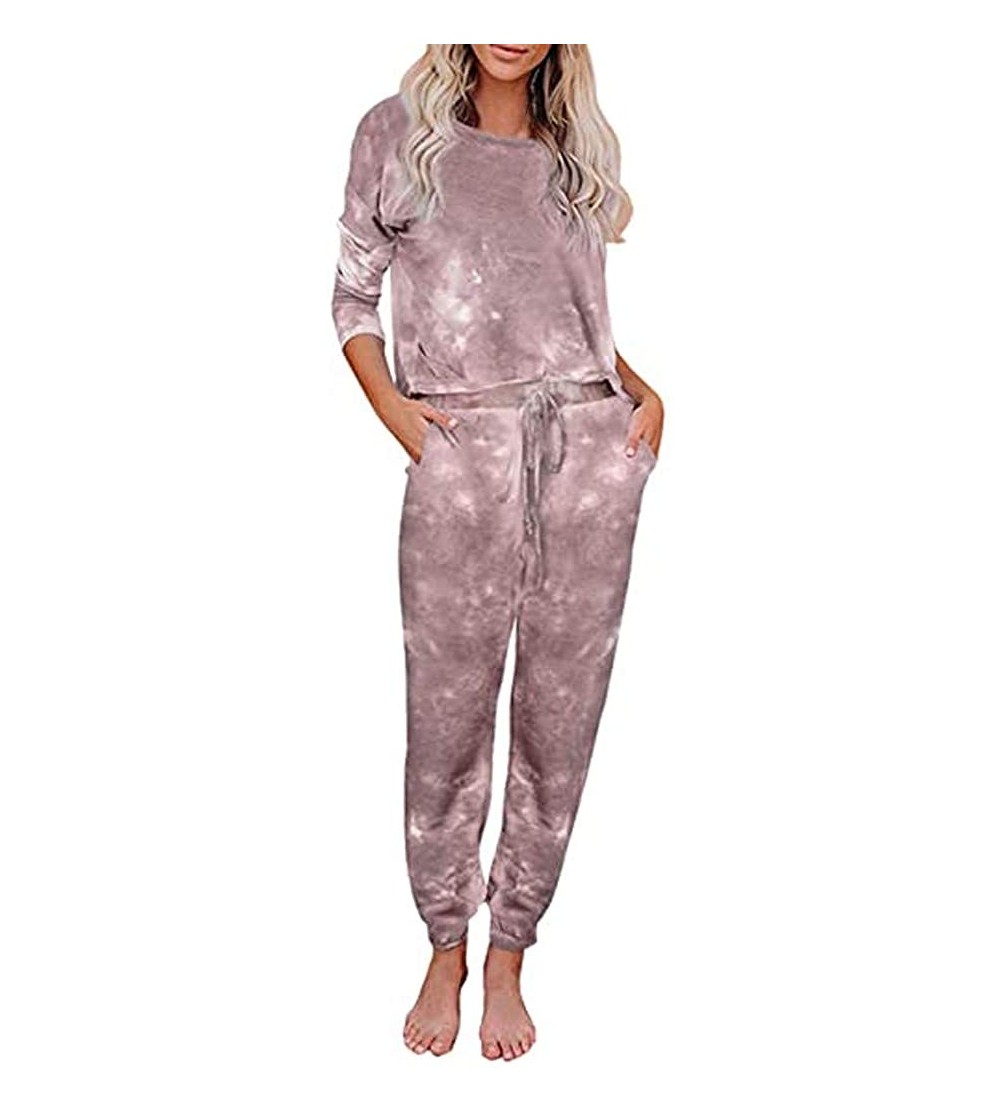 Sets Pajama Set for Women-Womens Tie Dye Printed Loungewear Set Tops Joggers 2 Piece Pants PJ Set Sweatsuit Nightwear - 01bro...