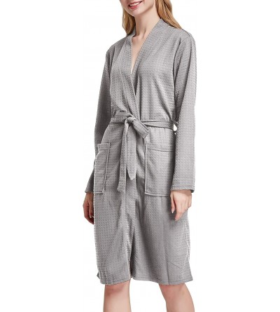 Robes Women Men Hotel Spa Soft Robe Waffle Weave Kimono Nightwear Sleepwear Bathrobe - Pure Grey - C1193IQKM3W $16.46