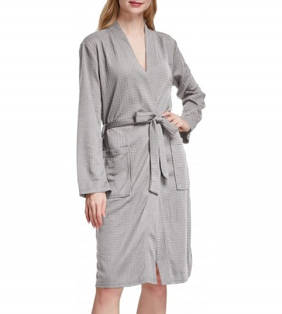 Robes Women Men Hotel Spa Soft Robe Waffle Weave Kimono Nightwear Sleepwear Bathrobe - Pure Grey - C1193IQKM3W $16.46