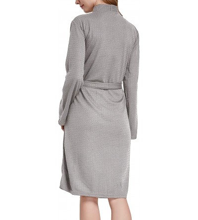 Robes Women Men Hotel Spa Soft Robe Waffle Weave Kimono Nightwear Sleepwear Bathrobe - Pure Grey - C1193IQKM3W $16.46