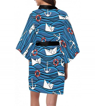 Robes Custom Ocean Seaturtle Women Kimono Robes Beach Cover Up for Parties Wedding (XS-2XL) - Multi 2 - CR194UNWAKO $41.43