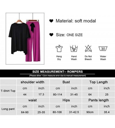 Sets Women Pajamas Short Sleeve T-Shirt Elastic Drawstring Long Pant Set Sleepwear Loungewear Nightgown Casual Pajama Sets - ...