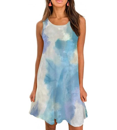 Nightgowns & Sleepshirts Tank Dresses for Women Bodycon Casual Summer Tie-Dye Loungewear Swing Loose Sleepwear Nightdress - S...