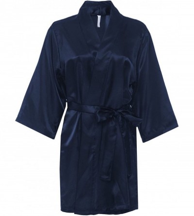 Robes Matron of Honor Satin Kimono Robe with Gold Glitter - Satin Bridal Party Robes - Navy - CC185H637SH $24.34