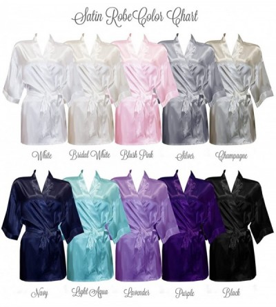 Robes Matron of Honor Satin Kimono Robe with Gold Glitter - Satin Bridal Party Robes - Navy - CC185H637SH $24.34