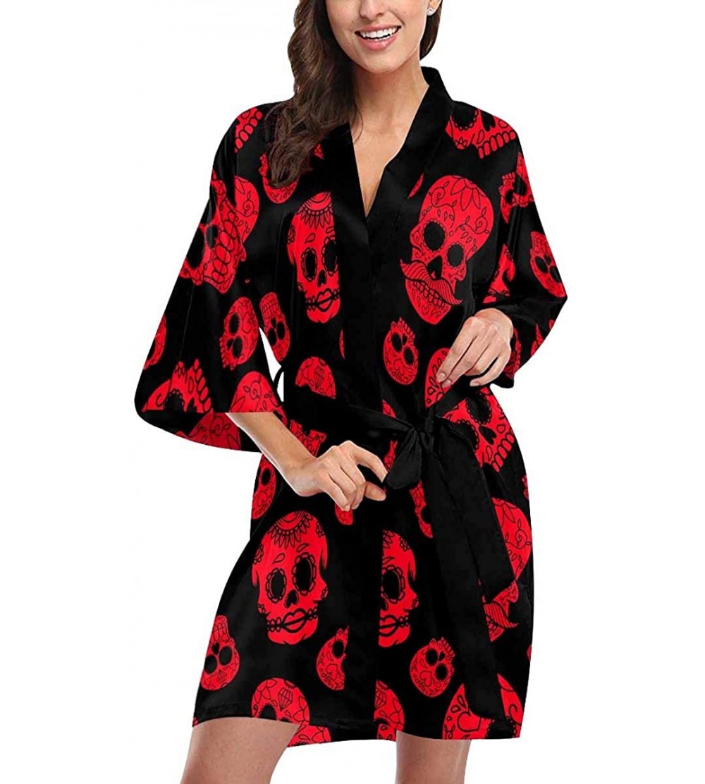 Robes Custom Navy Blue Tie Dye Women Kimono Robes Beach Cover Up for Parties Wedding (XS-2XL) - Multi 4 - C8194S4W88U $47.07