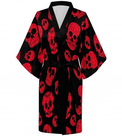 Robes Custom Navy Blue Tie Dye Women Kimono Robes Beach Cover Up for Parties Wedding (XS-2XL) - Multi 4 - C8194S4W88U $47.07