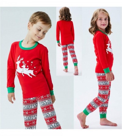 Sets Holiday Family Matching Pajamas Christmas Pjs Kids Sleepwear - Red/Reindeer - CE18Z84Z92W $27.02