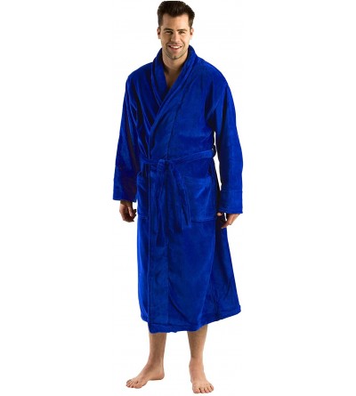 Robes Terry Cotton Adult Robe- Shawl Style - Royal Blue - CW127H2HG43 $42.29