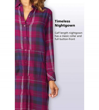 Nightgowns & Sleepshirts Plaid Nightgowns for Women - Nightgowns for Women - Black Cherry Plaid - CY18Q02XM0L $41.49