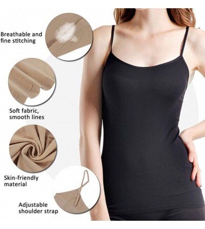 Tops Camisole for Women- Adjustable Spaghetti Strap Cami - Black&nude&white - CQ18Y0SENYL $17.10