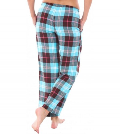 Bottoms Women's Flannel Pajama Pants- Long Cotton Pj Bottoms - Teal and Brown Plaid - CE18UW96GE2 $16.93