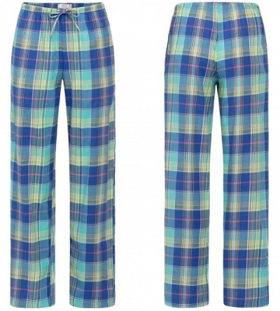 Bottoms Women's Flannel Pajama Pants- Long Cotton Pj Bottoms - Teal and Brown Plaid - CE18UW96GE2 $16.93