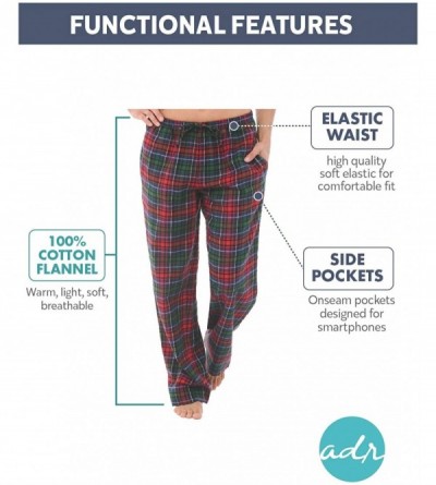 Bottoms Women's Flannel Pajama Pants- Long Cotton Pj Bottoms - Teal and Brown Plaid - CE18UW96GE2 $16.93