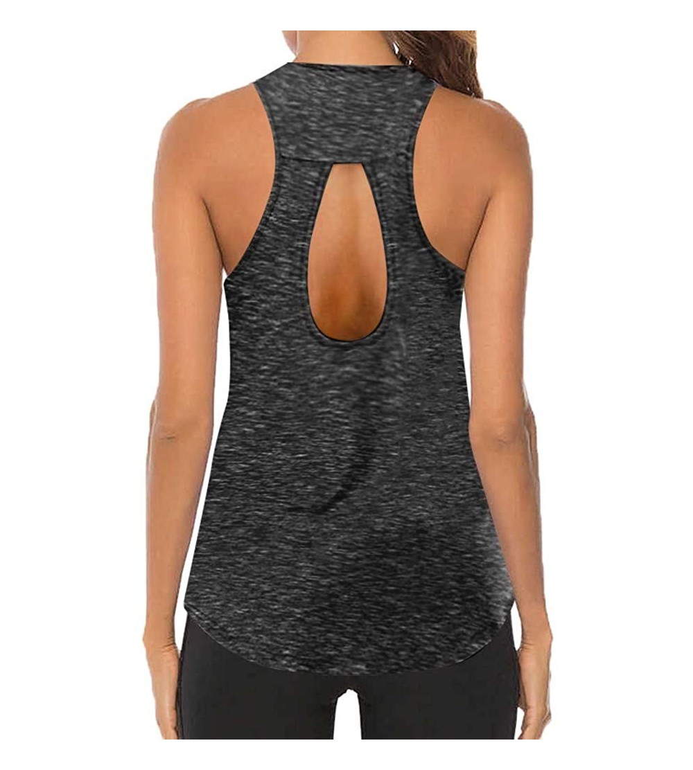 Tops Women Workout Tops Mesh Racerback Tank Yoga Shirts Gym Clothes - S-gray - C8190ZWDTXW $12.24