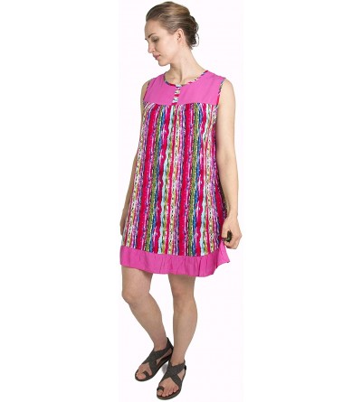 Nightgowns & Sleepshirts Aidan Women Summer Short Shift Dress Colorful Loose Boho Casual Sleeveless - Fuchsia - CX18LKTL8ET $...