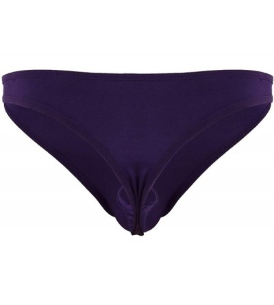 G-Strings & Thongs Men's Sexy Thongs Underwear Solid Color Elastic Waistband G-String Bikini Briefs - Purple - CH190LLDMZM $1...