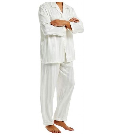 Sleep Sets Pajama Mens Silk Satin Pajamas Set Sleepwear Loungewear S-M-L-XL-2XL-3Xll-4XL - Purple - CR18SM2EO4A $32.53