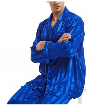 Sleep Sets Pajama Mens Silk Satin Pajamas Set Sleepwear Loungewear S-M-L-XL-2XL-3Xll-4XL - Purple - CR18SM2EO4A $32.53