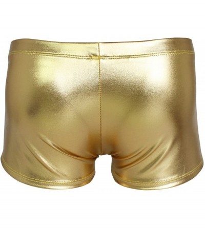 Bikinis Mens Wet Look Drawstring Boxer Briefs Swimwear Bikini Trunks - Gold - C91858R2G25 $17.23