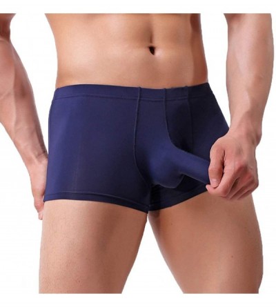 Briefs Men Intimates Men's Sexy Modal Underwear Shorts Men Boxers Underpants Soft Briefs - A01 Navy - CC195842DMI $10.84