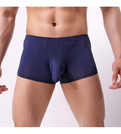 Briefs Men Intimates Men's Sexy Modal Underwear Shorts Men Boxers Underpants Soft Briefs - A01 Navy - CC195842DMI $10.84