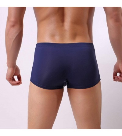 Briefs Men Intimates Men's Sexy Modal Underwear Shorts Men Boxers Underpants Soft Briefs - A01 Navy - CC195842DMI $10.84