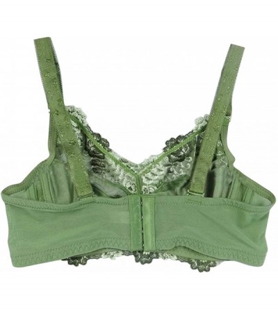 Bras Women Embroidery Full Figure Bralette Floral Print Plus Size Everyday Bra - Green - CS18H9A95KY $29.27