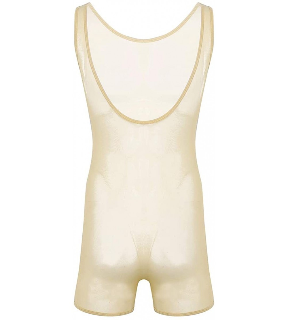 Men's One-Piece Sleeveless Tank Stretchy Leotard See-Through Bodysuit  Underwear