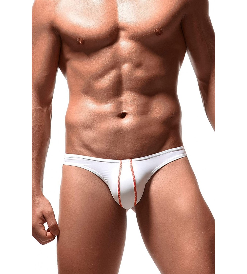 G-Strings & Thongs Mens T-Back Thongs Ice Silk Low Rise Bikini Briefs Underwear - White - CG18XDY8KA9 $13.37