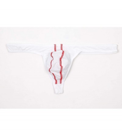 G-Strings & Thongs Mens T-Back Thongs Ice Silk Low Rise Bikini Briefs Underwear - White - CG18XDY8KA9 $13.37