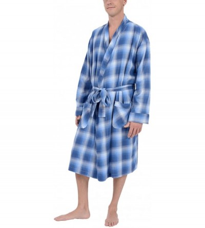 Robes Platinum Sleepwear Men's Woven Flannel Robe - Blue - CG187I9UUZN $29.57