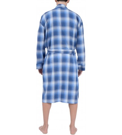 Robes Platinum Sleepwear Men's Woven Flannel Robe - Blue - CG187I9UUZN $29.57