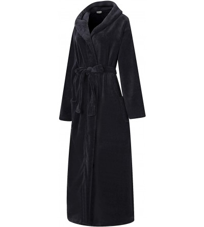 Robes Men's Warm and Soft Fleece Robe Bathrobe with Hood RHM2760 - Black - CC17YK9XXLN $38.61