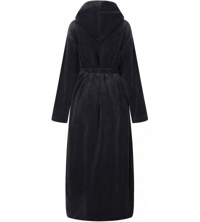 Robes Men's Warm and Soft Fleece Robe Bathrobe with Hood RHM2760 - Black - CC17YK9XXLN $38.61