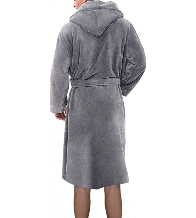 Robes Men's Hoodie Shawl Winter Plush Home Clothing-Lengthened Shawl Bathrobe X Long Sleeved Robe Coat - C418AG4967N $37.44